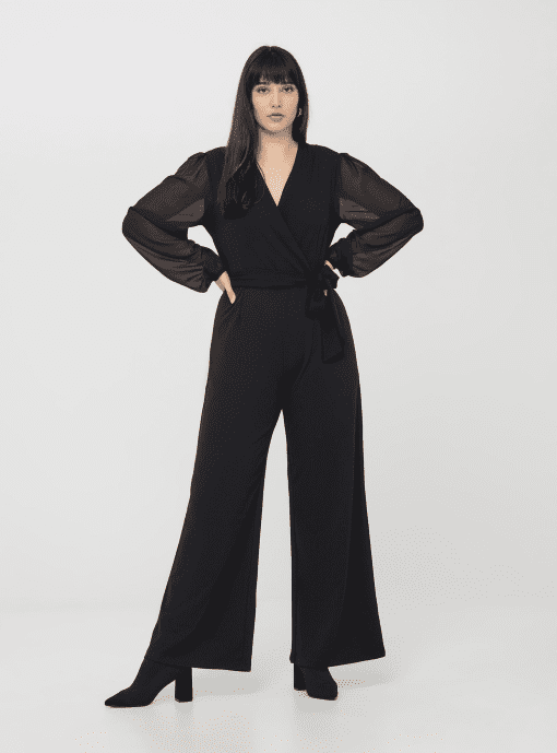 Calvin Klein Womens Plus Belted Sheer Sleeves Jumpsuit 18W