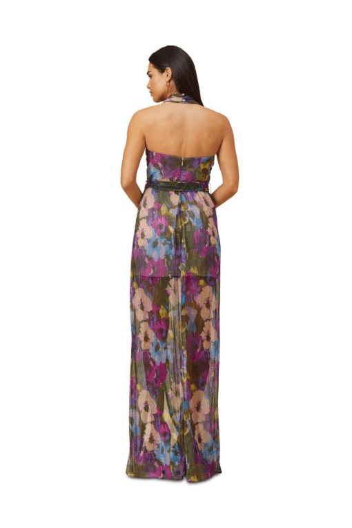 Aidan Mattox Floral Halter Maxi Dress - Purple - Size 10 - Evening Gown - Image 2