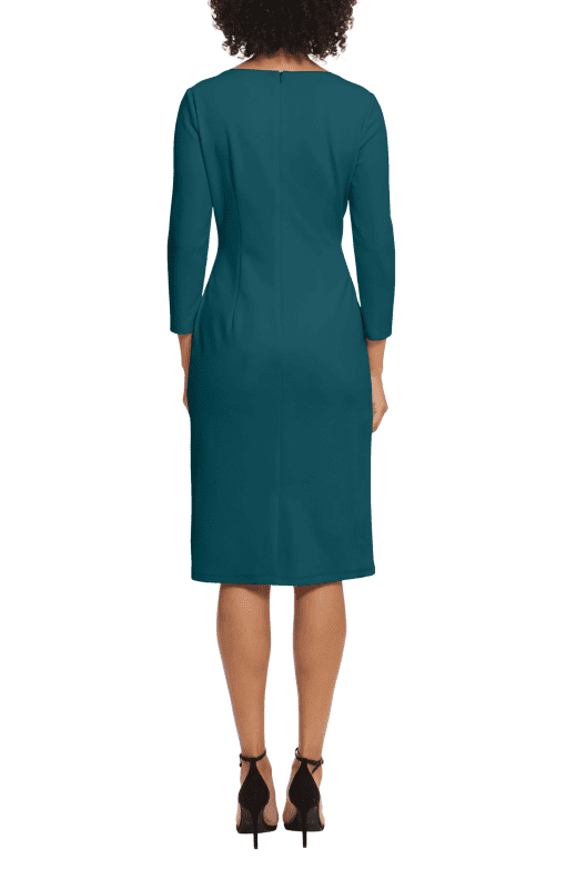 Maggy London Women's Draped MIDI Sheath Dress - Deep Teal - Size 6 - Image 2