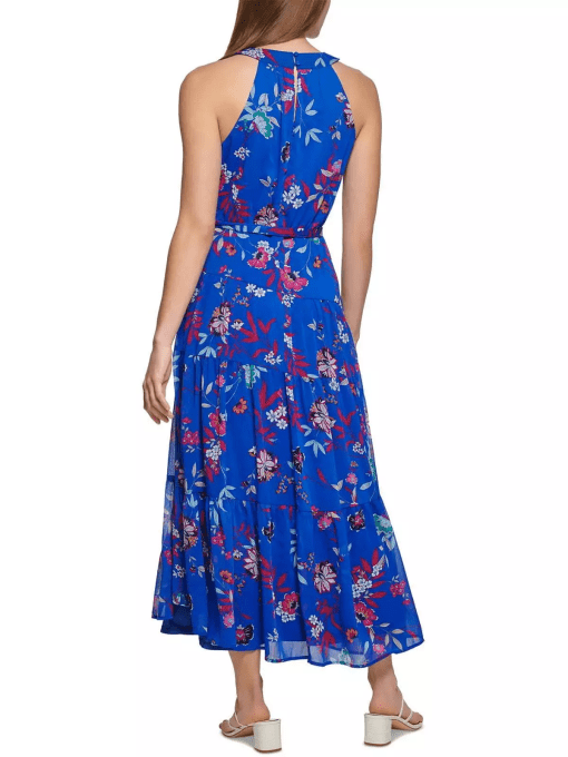 Calvin Klein Petite Floral-Print Belted Tiered Halter Maxi Dress 0P - Image 2