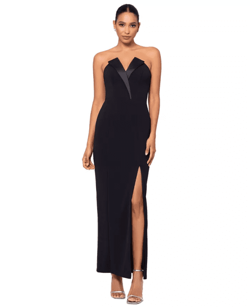 Betsy & Adam Strapless Tuxedo Gown - Black 4