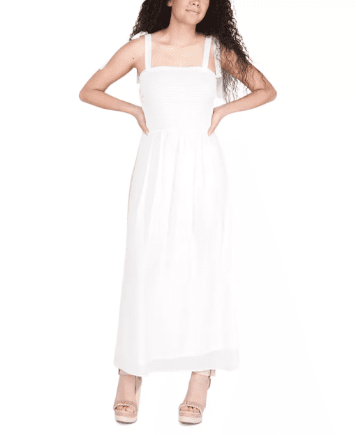 Black Tape Womens Chiffon Maxi Dress white S