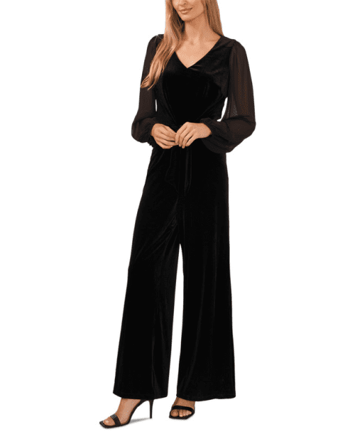 CeCe Black Velvet Jumpsuit - Formal Wear - Size S