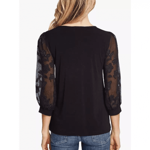 Women's Cece Lace Sleeve Stretch Crepe Blouse, Size X-Small - Blue - Image 2