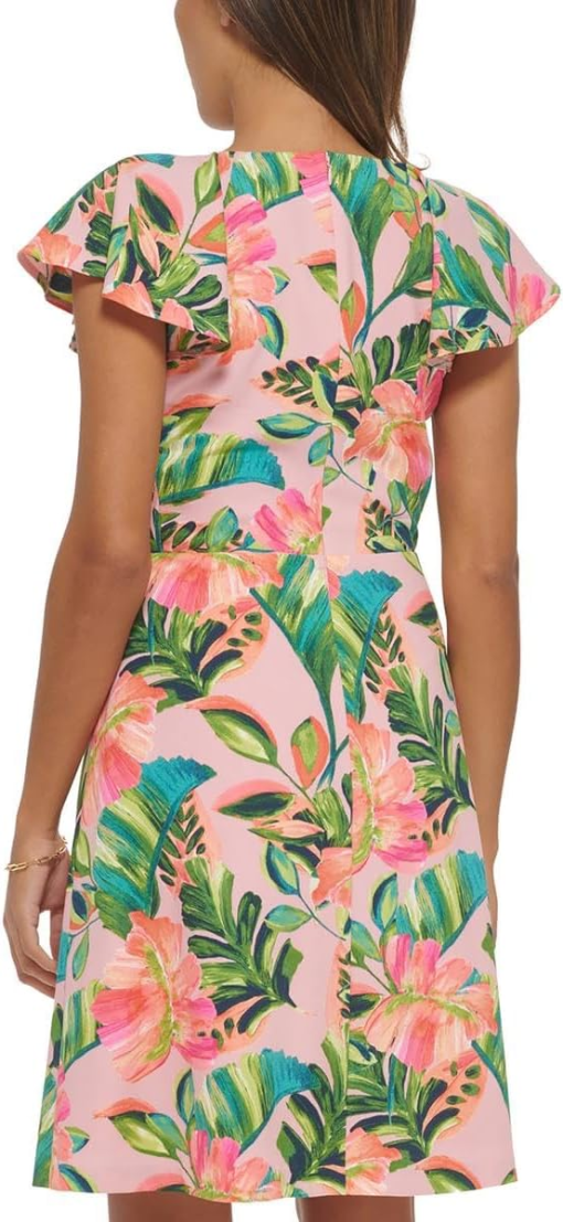 kensie Womens Floral Mini Fit & Flare Dress 4 - Image 2