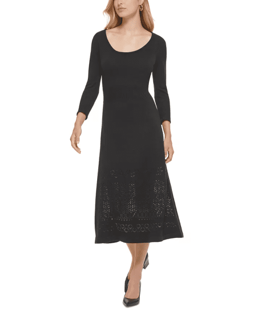 Calvin Kleine Womens Knit Scoop Neck Sweaterdress black XL