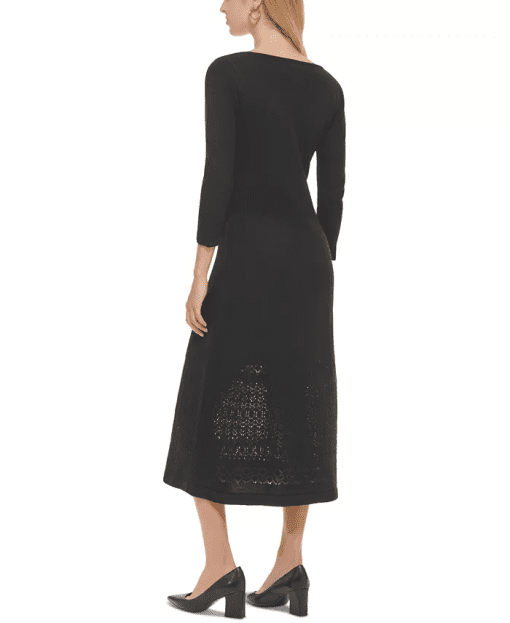 Calvin Kleine Womens Knit Scoop Neck Sweaterdress black XL - Image 2