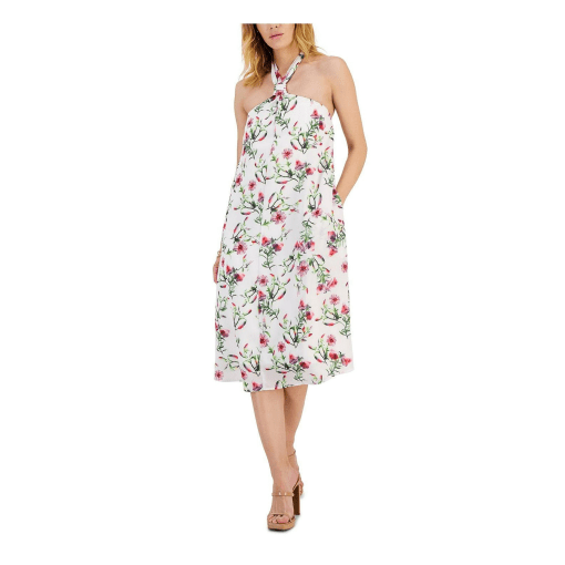 I.n.c. International Concepts Women's Printed Halter-Neck MIDI Dress, floral XXL