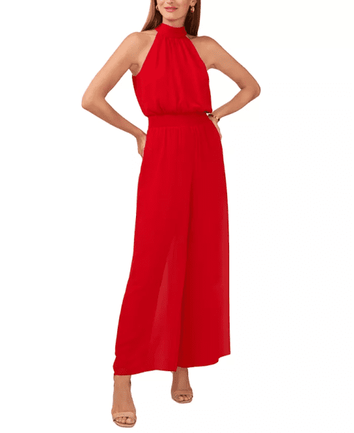 Vince Camuto Women's Halter Tie-Back Wide-Leg Jumpsuit - Ultra Red Size XXS