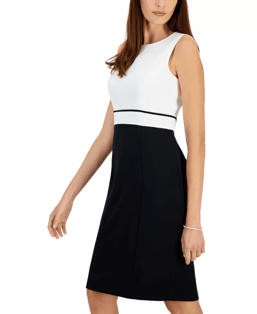 Kasper Women's Sleeveless Colorblocked Sheath Dress - Vanilla Ice/Black 12 - Image 3