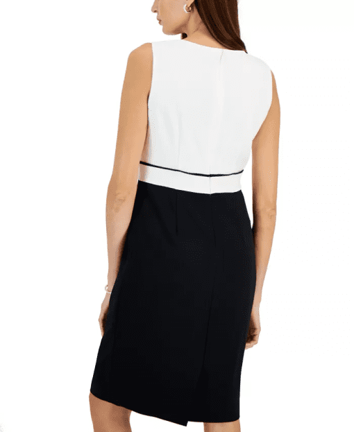 Kasper Women's Sleeveless Colorblocked Sheath Dress - Vanilla Ice/Black 12 - Image 2