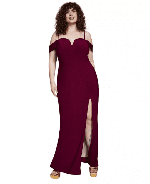 City Studio Plus Burgundy Maxi Dress 22W - Evening Gown