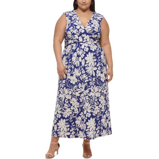 Jessica Howard Floral Maxi Dress Blue 14W Plus Size Summer Dress