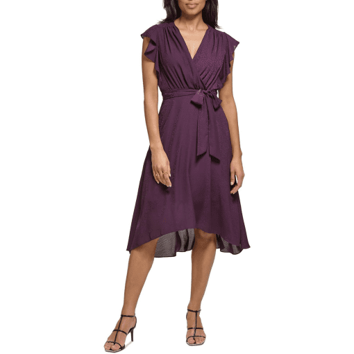 Dkny Womens MIDI Flutter Sleeve MIDI Dress 8