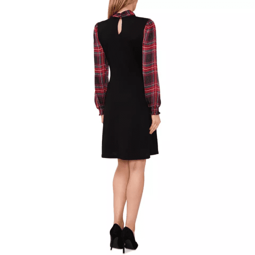 Cece Melody Womens Plaid Knit Sweater-dress S