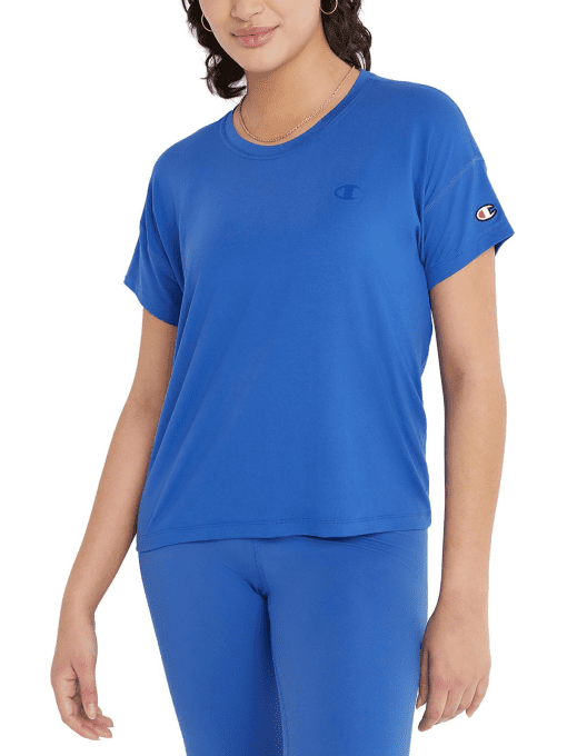 Champion Women's Soft Touch Essential Crewneck T-Shirt - Deep Dazzling Blue size L