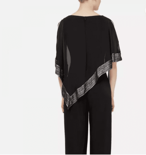 Connected Apparel Black Cape Jumpsuit - Petite Formal Wear - Image 2