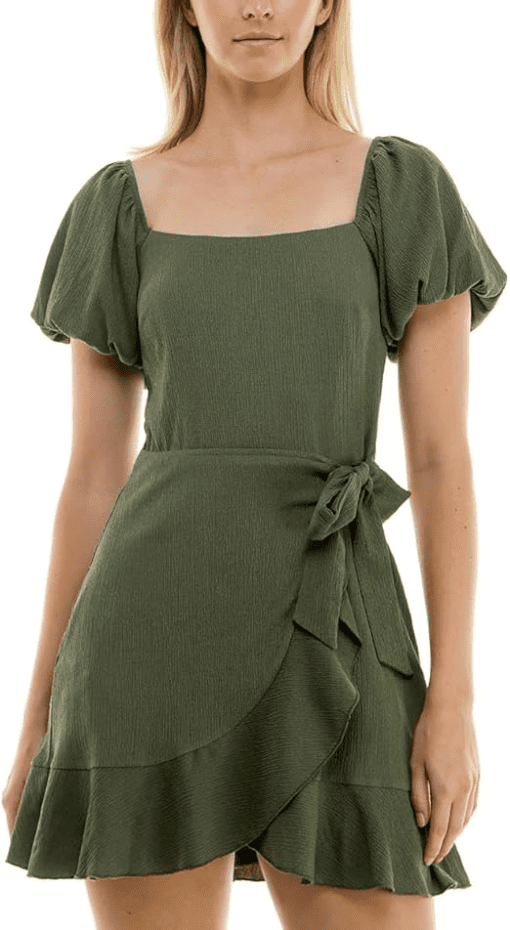 Trixxi Olive Green Mini Dress - S - Women's Summer Dresses