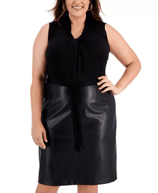 Kasper Womens Plus Faux Leather Knee-Length Sheath Dress no belt size 14w - Image 4