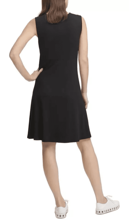 Dkny Womens Black Stretch Crew Neck Above the Knee Fit Flare Dress Xl - All - Image 2