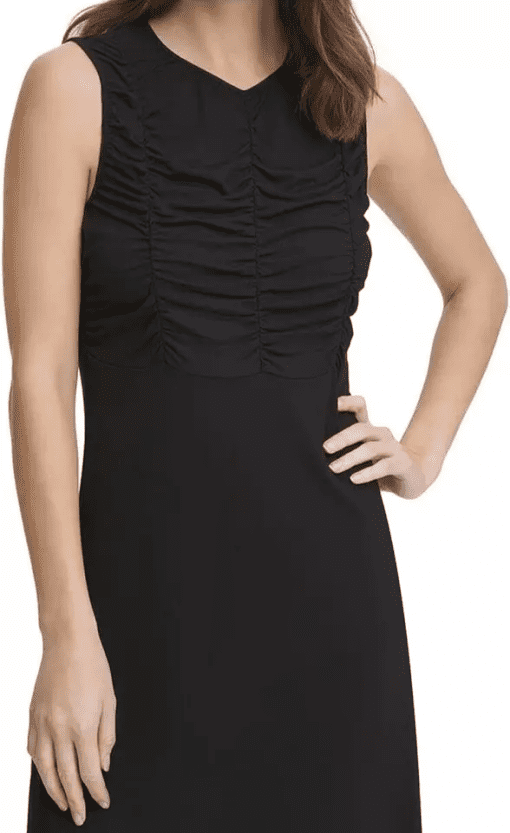 Dkny Womens Black Stretch Crew Neck Above the Knee Fit Flare Dress Xl - All - Image 3