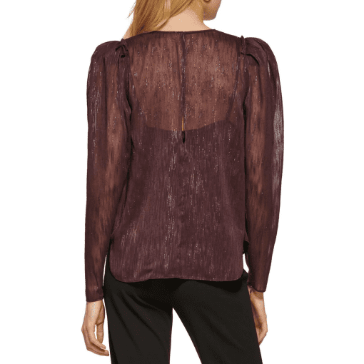 DKNY Womens Chiffon Metallic Blouse size xxs - Image 2