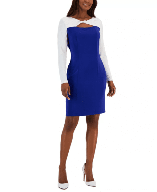 KASPER Blue & White Colorblock Sheath Dress - XXL - Work Dress