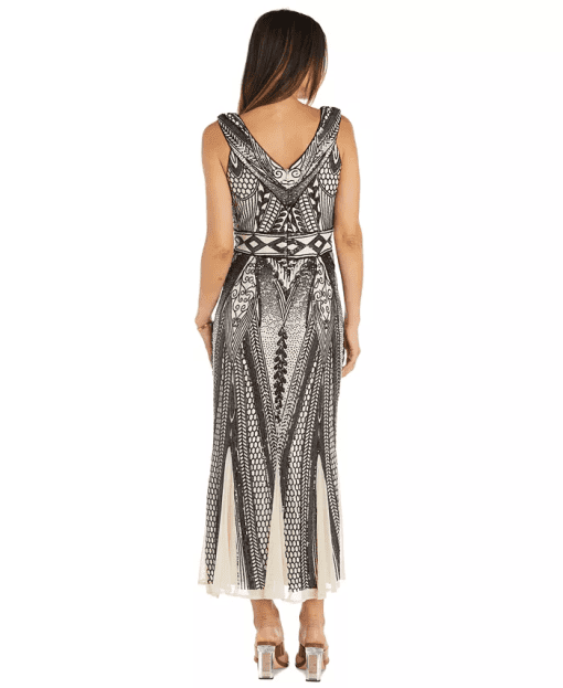 R & M Richards Women's Sequin Embellished Sleeveless Gown - Champagne/Black Size 12 - Image 2