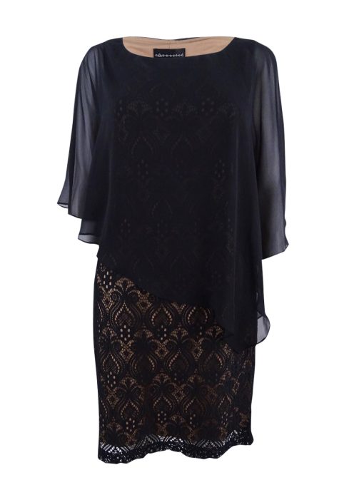 Connected Apparel Black Lace Overlay Dress Size 10 - Cocktail