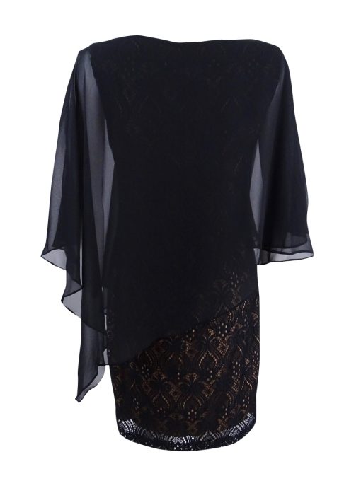 Connected Apparel Black Lace Overlay Dress Size 10 - Cocktail - Image 2