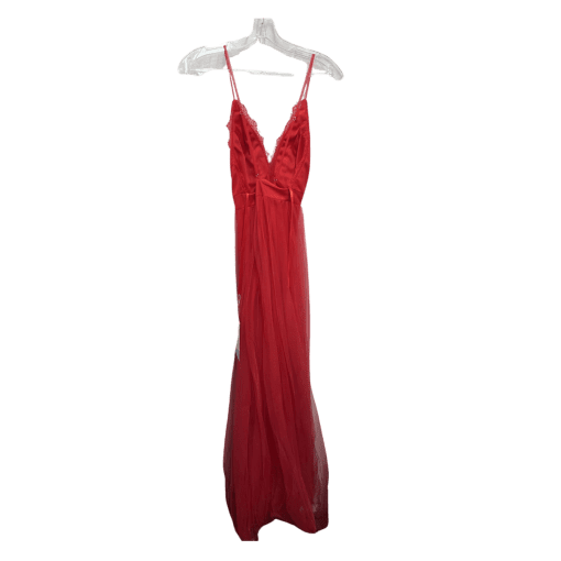 Red Lace Trimmed Nightgown - Size S - Lingerie Dress