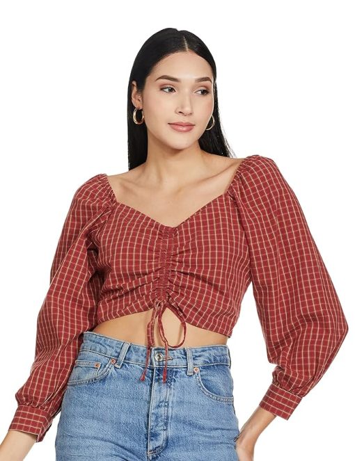 LEVIS Plus Womens Ruched 100% Cotton Cropped RED 2X