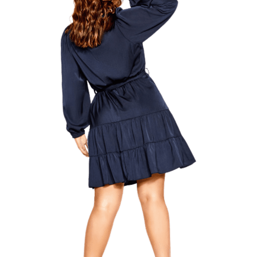 City Chic Women S Plus Size V-neckline Long Sleeves Pretty Tier Relaxed Fit Dress Size L - Image 2