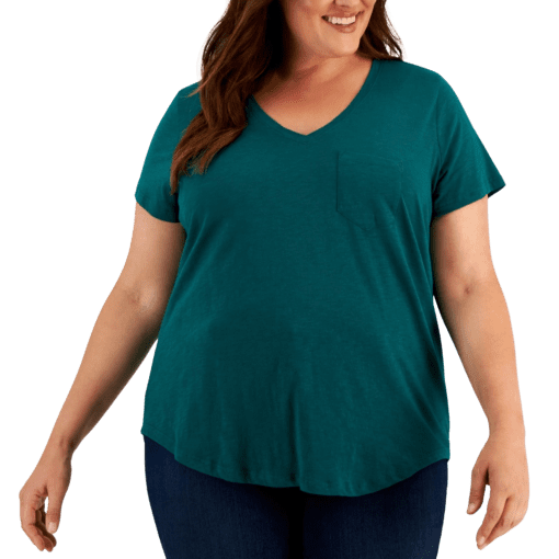 Style & Co Plus Size Classic V-Neck T-Shirt,Aventurine 3X