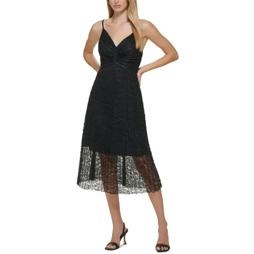 Calvin Klein Women's Sleeveless Lace MIDI Dress - Black - Size 10