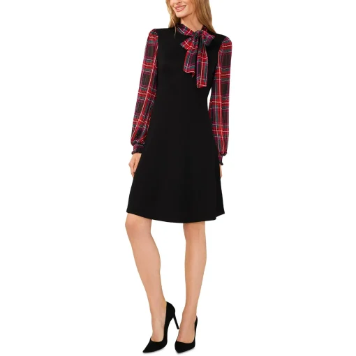 CeCe Black Plaid Sleeve Dress - XL - Women's Cocktail Dress - Image 2