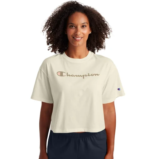 Champion Womens Cropped Logo Pullover Top white 2XL