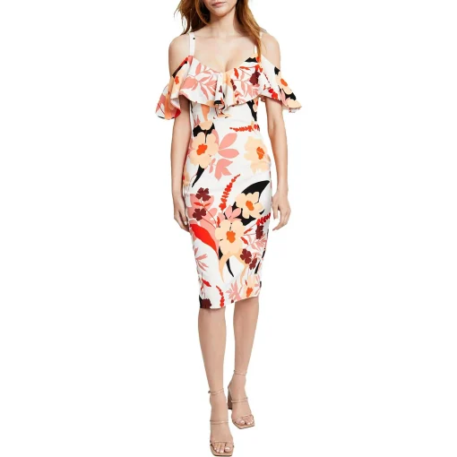 Quiz Floral Print MIDI Sheath Dress Size M