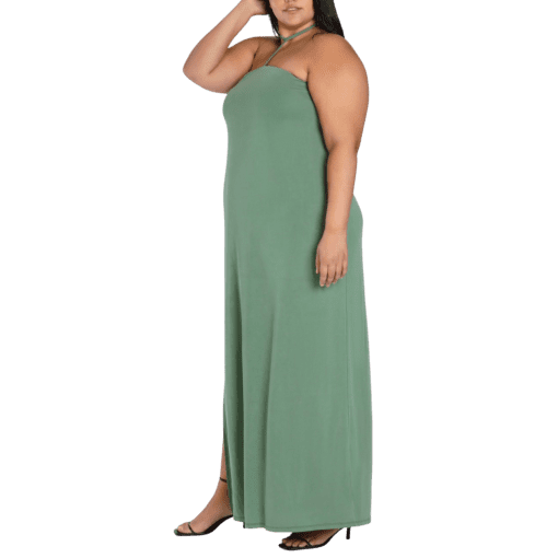 Bar III Nicole Williams English Plus Size Halter Dress, green 2X