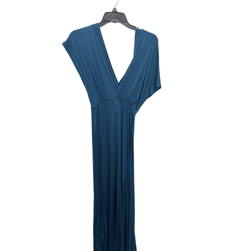 24seven Comfort Apparel Plus Womens Short Sleeve Long Maxi Dress blue 1X