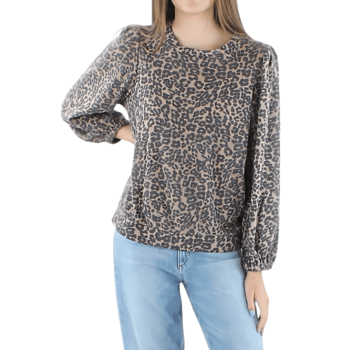 Riley & Rae Womens Animal Print Waffle Pullover Sweater Size XS