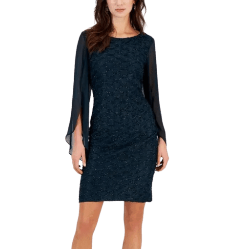 Connected Apparel Womens Jacquard Short Sheath Dress