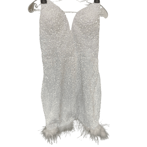 Miss ORD White Sequin Mini Dress - XL - Party Dress