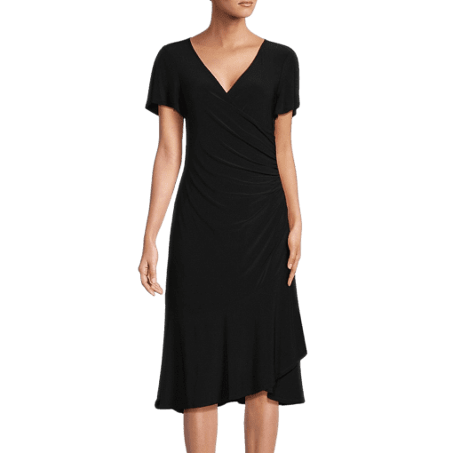 Kensie Flutter-Sleeve MIDI Dress - Black L