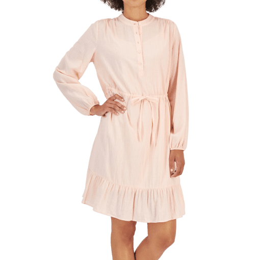 Style & Co Women's Shadow-Striped Ruffle-Hem Dress,Blush M