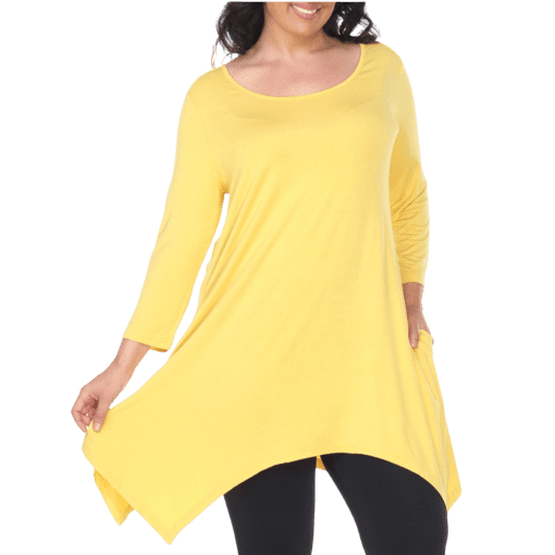 White Mark Women's Plus Size Makayla Tunic, Yellow, 1XL