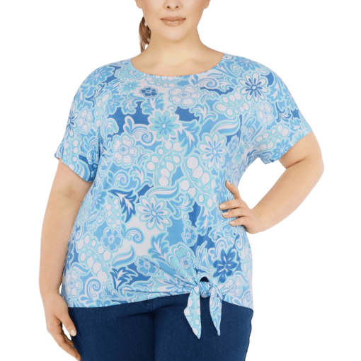 Blair Women's Ruby Rd® Modern Floral Print Top - Blue - 2X - Womens