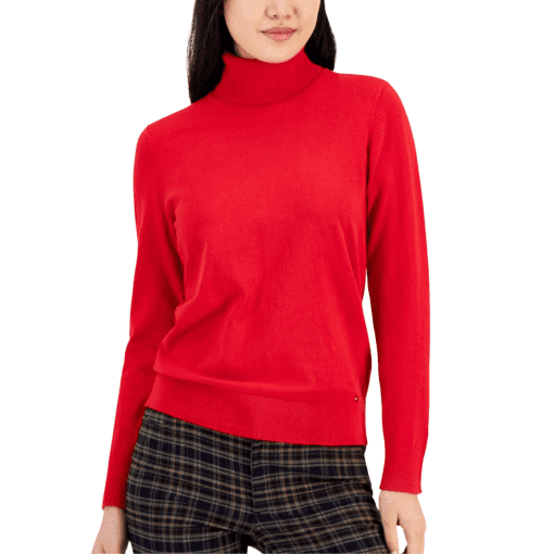 Tommy Hilfiger Women's Solid Buttoned-Cuff Stella Sweater - Scarlet red XXL