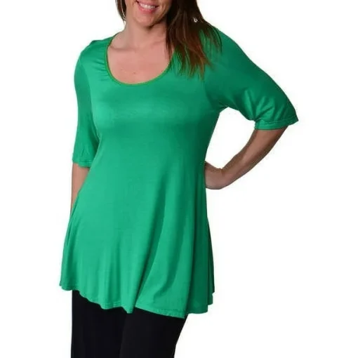 24seven Comfort Apparel Plus Size Tunic Top - Grass green 2X