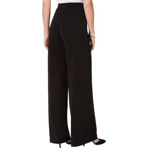 NY Collection Black Palazzo Pants Petite Wide Leg Trousers - Image 2